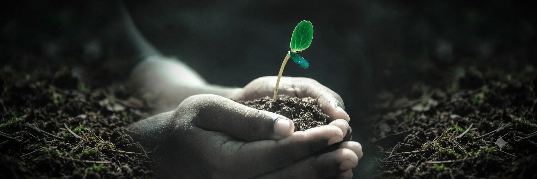 Planta brotando de la tierra